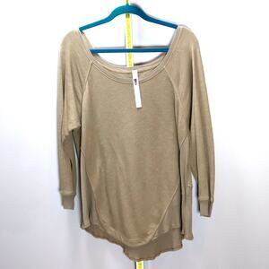 Wilt Lightweight Sweatshirt Tunic Top Taupe Brown Size L USA Made
